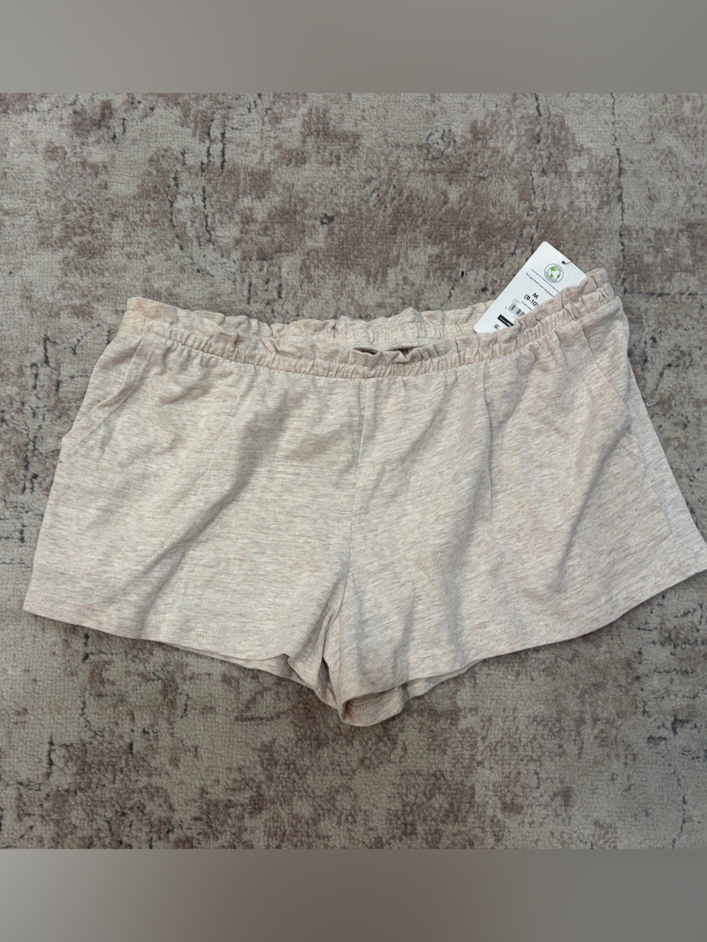 Splendid Heathered Cream Elastic-Waist Athletic Shorts